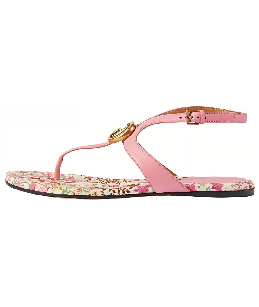 GUCCI Розовые кожаные сандалии, фото 2