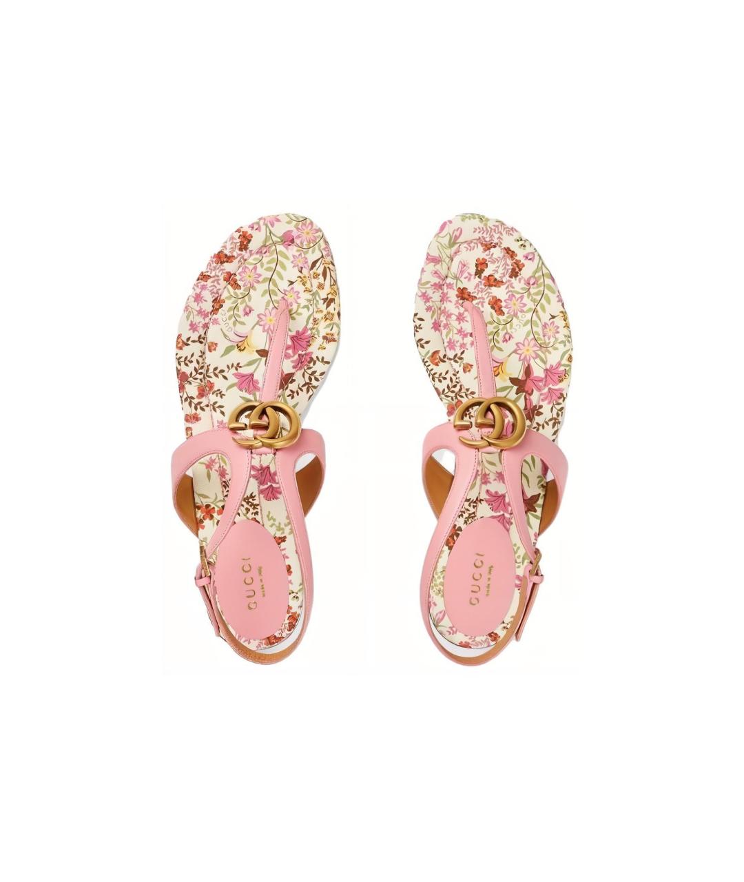 GUCCI Розовые кожаные сандалии, фото 3
