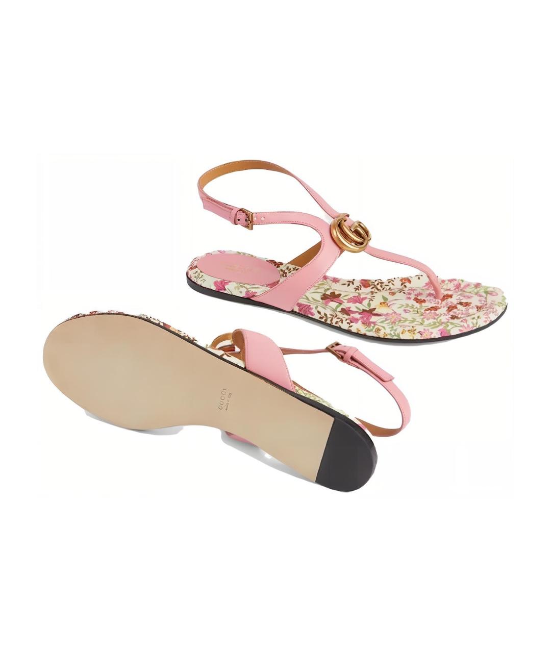 GUCCI Розовые кожаные сандалии, фото 4