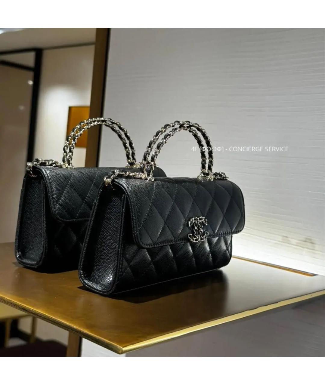 CHANEL Черная кожаная сумка с короткими ручками, фото 2