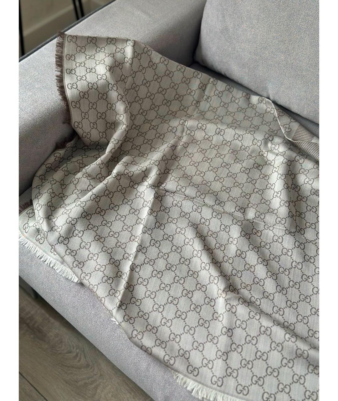 GUCCI Антрацитовый шерстяной платок, фото 2