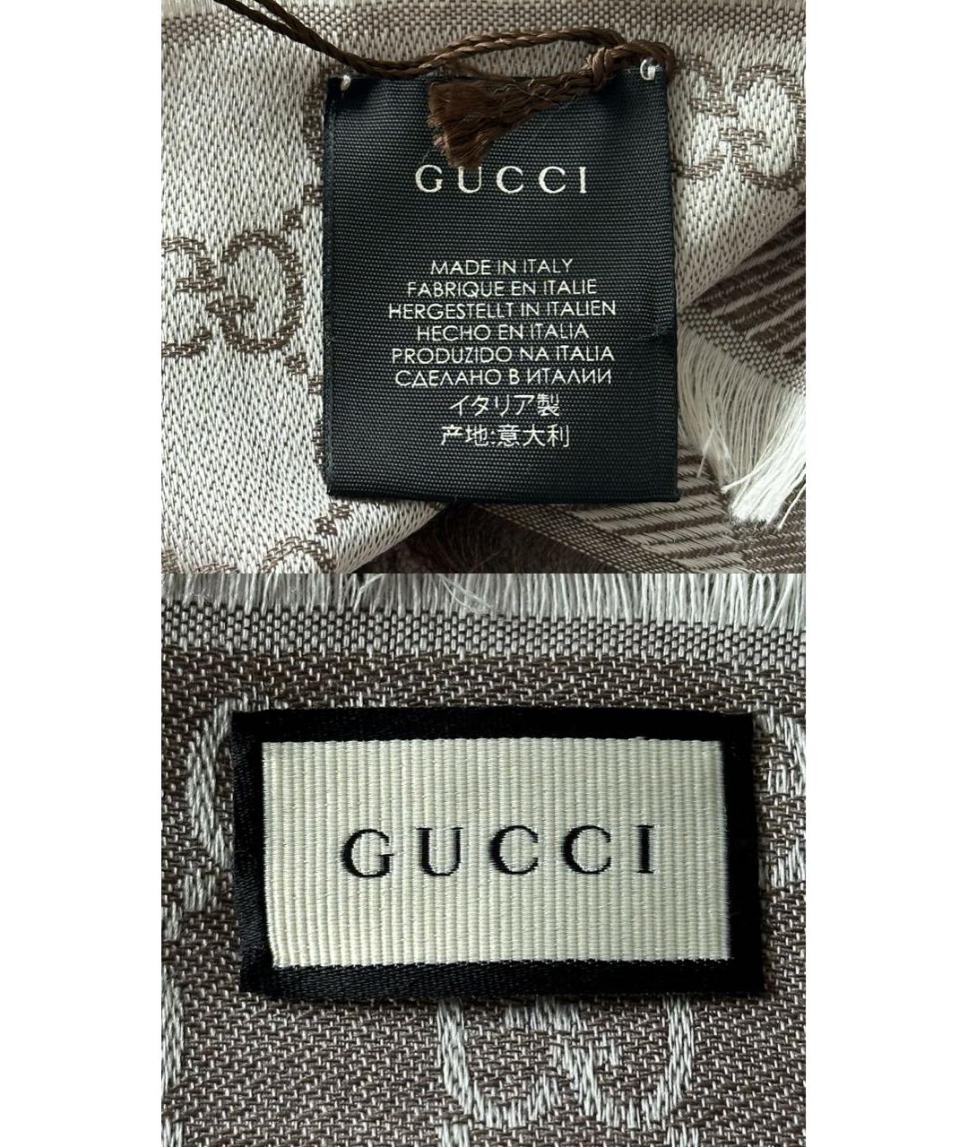 GUCCI Антрацитовый шерстяной платок, фото 5