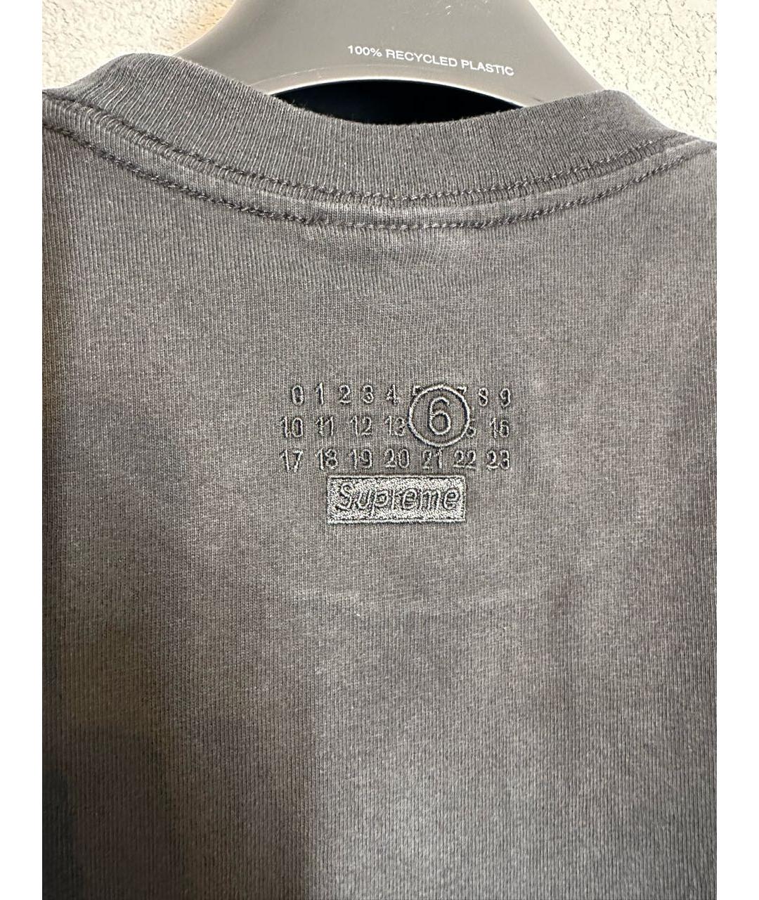 SUPREME Черная хлопковая футболка, фото 4
