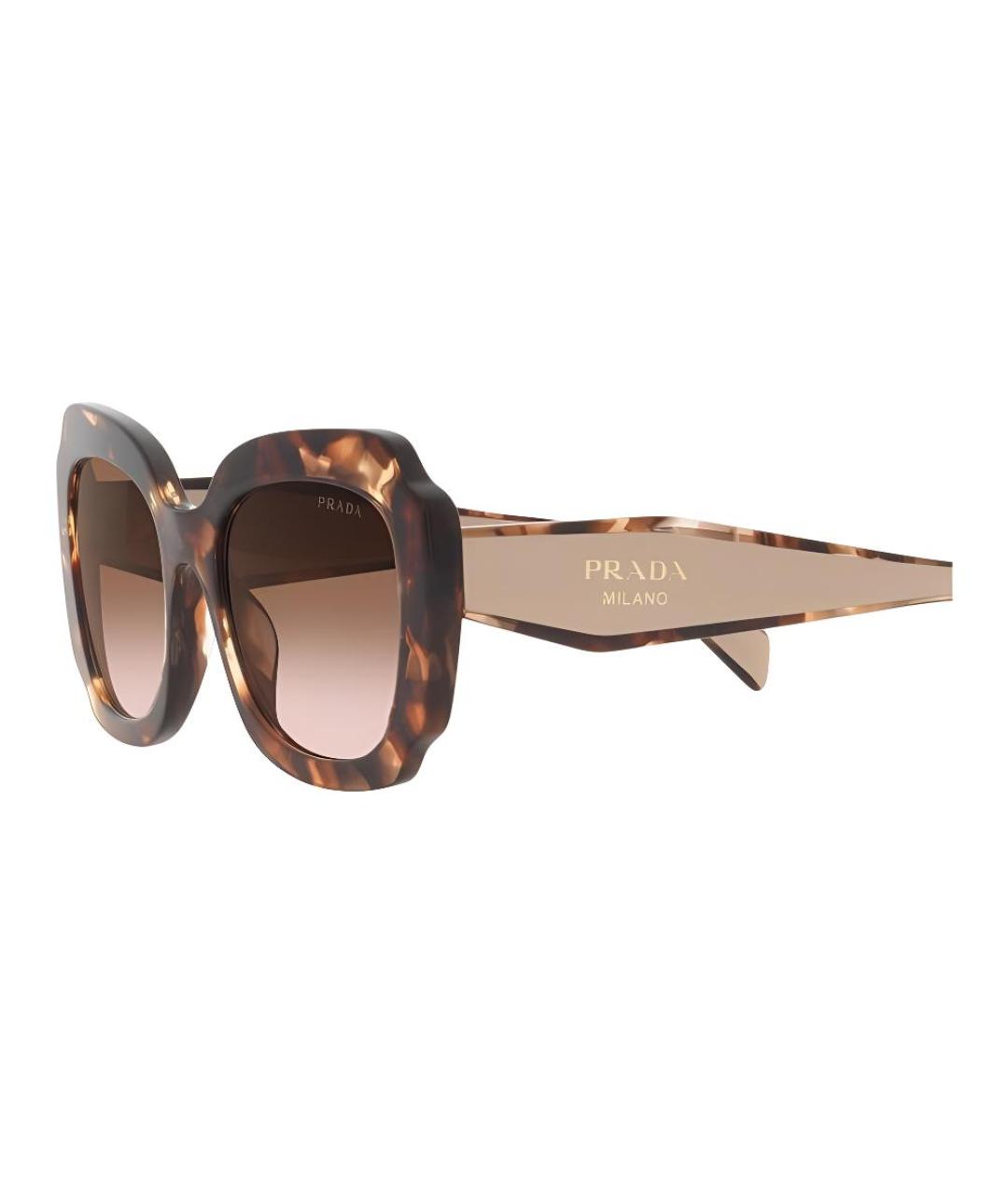 PRADA Коричневые пластиковые солнцезащитные очки, фото 1