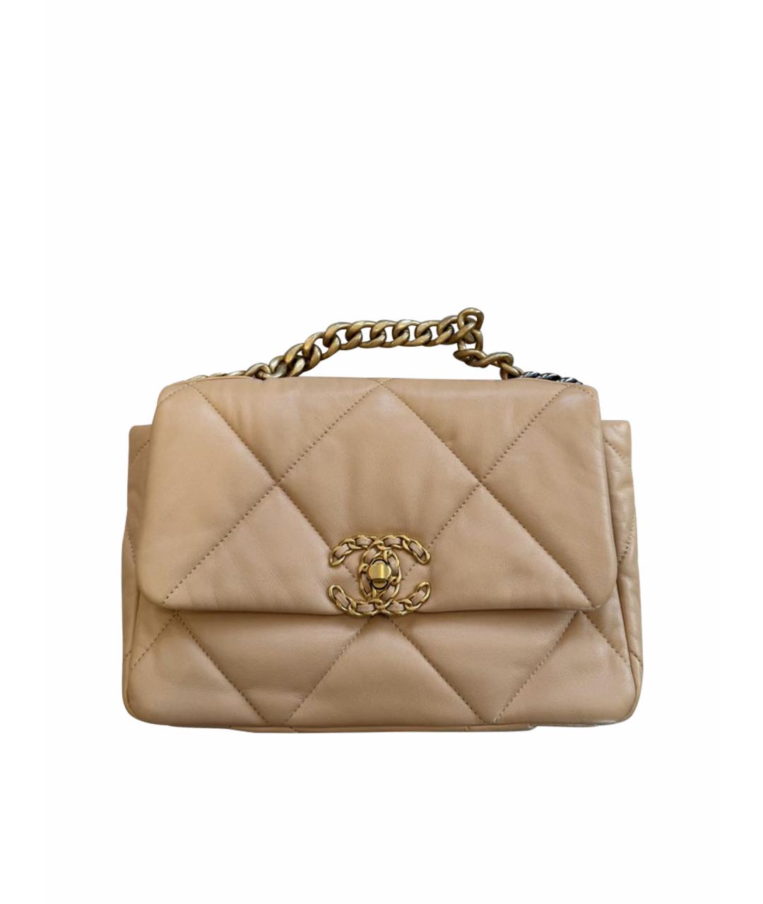 CHANEL Бежевая кожаная сумка через плечо, фото 1