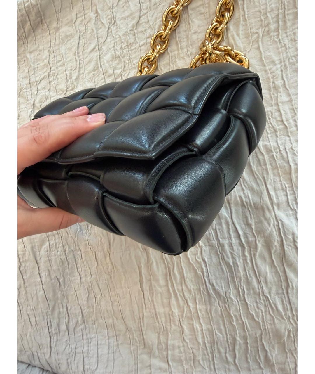 BOTTEGA VENETA Черная кожаная сумка через плечо, фото 4