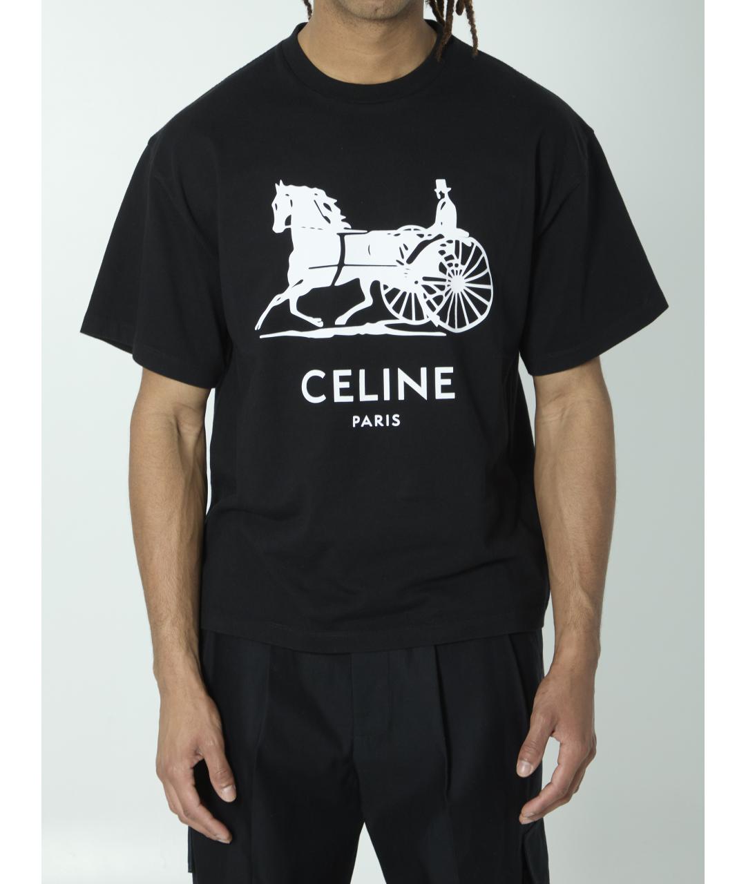 CELINE Черная хлопковая футболка, фото 5