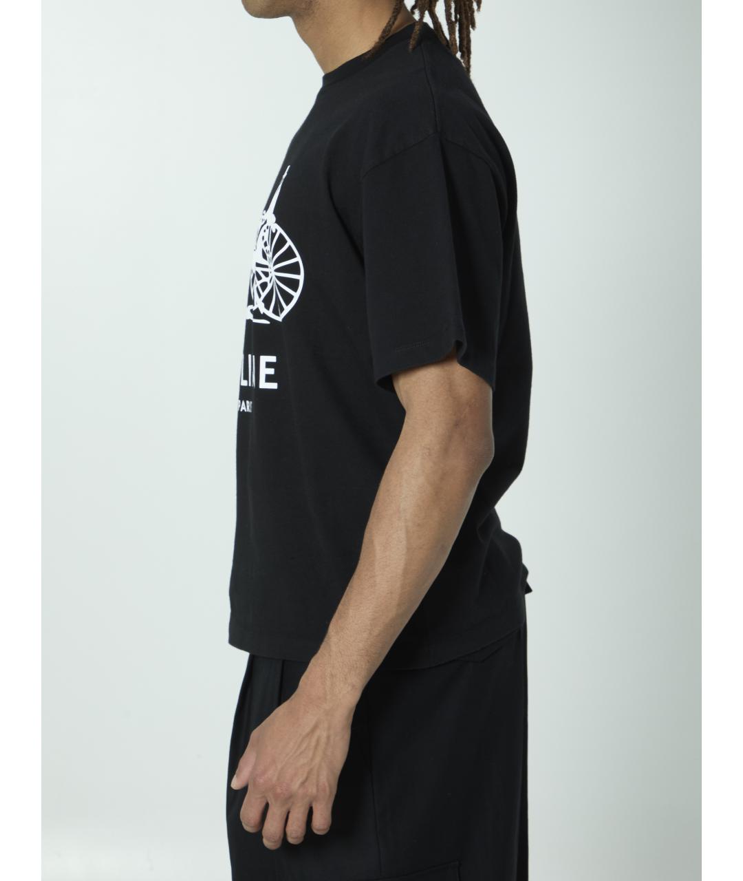 CELINE Черная хлопковая футболка, фото 3