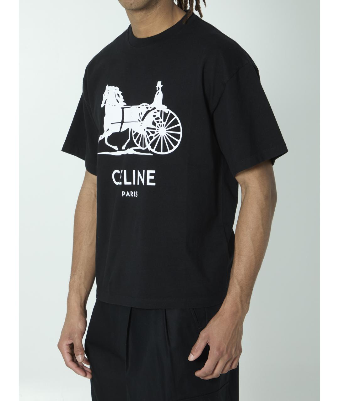 CELINE Черная хлопковая футболка, фото 2