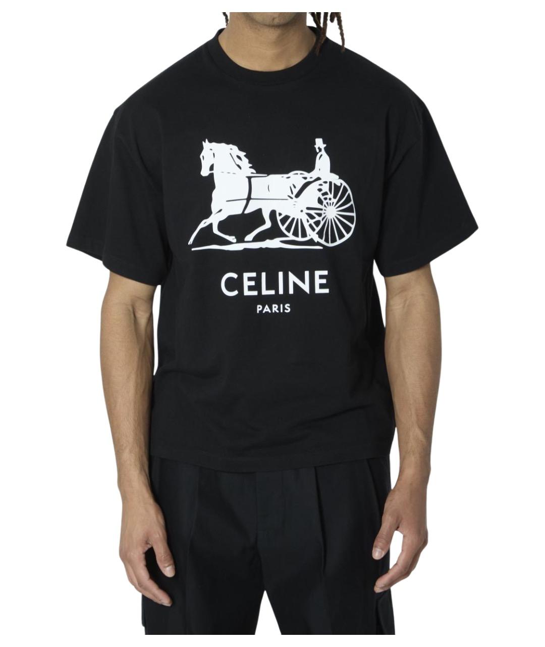 CELINE Черная хлопковая футболка, фото 1