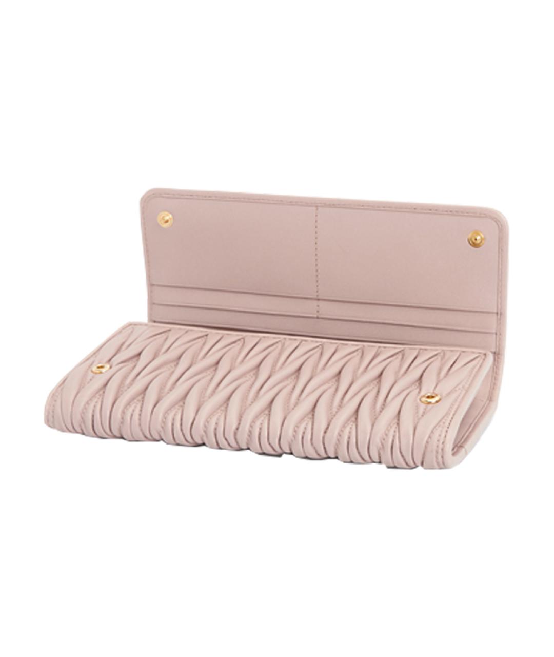 MIU MIU Розовый кожаный кошелек, фото 4