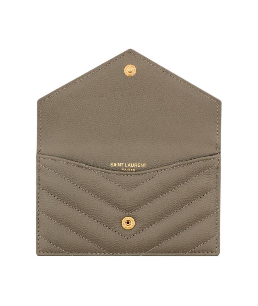 SAINT LAURENT Коричневый кожаный кардхолдер, фото 4