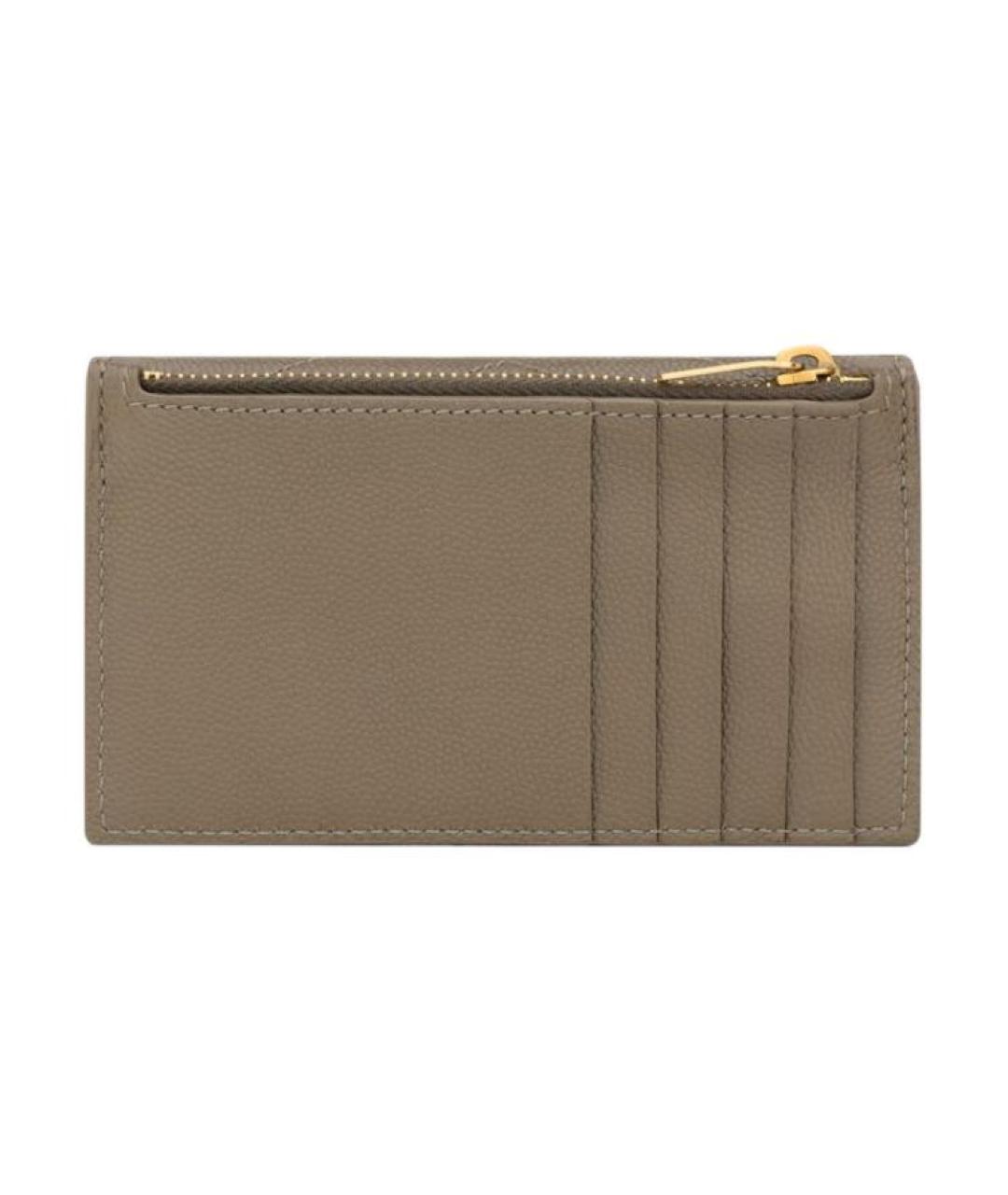 SAINT LAURENT Коричневый кожаный кардхолдер, фото 3