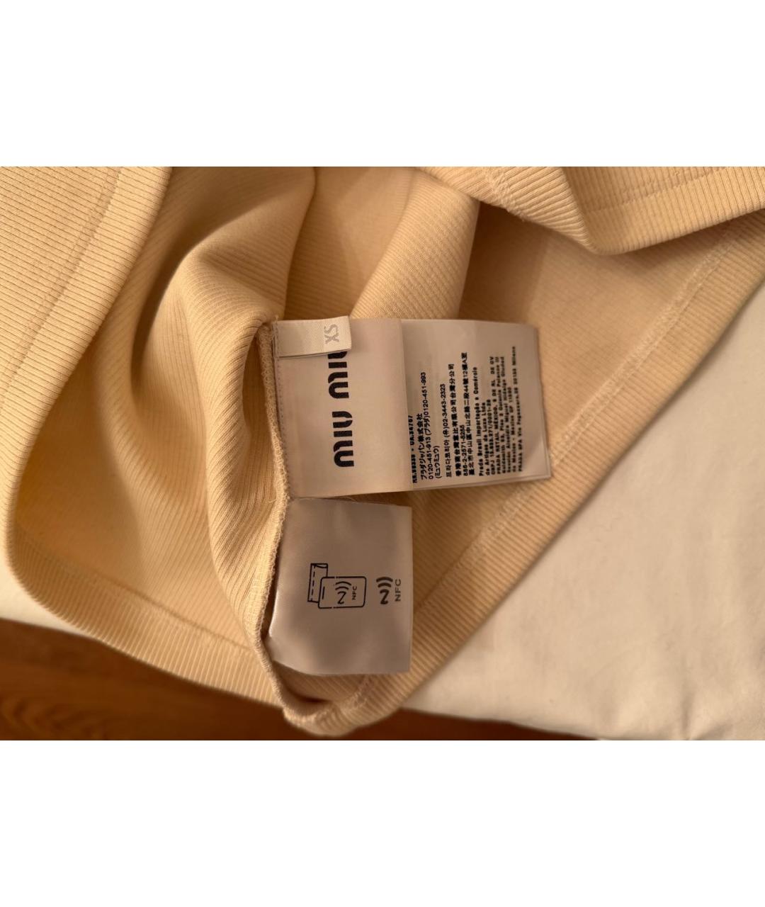 MIU MIU Бежевая хлопко-эластановая майка, фото 4