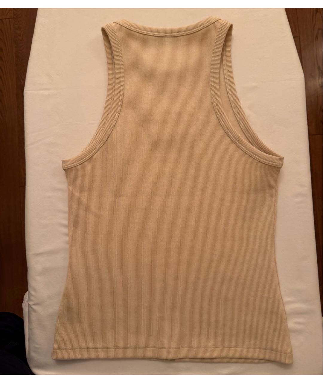 MIU MIU Бежевая хлопко-эластановая майка, фото 2