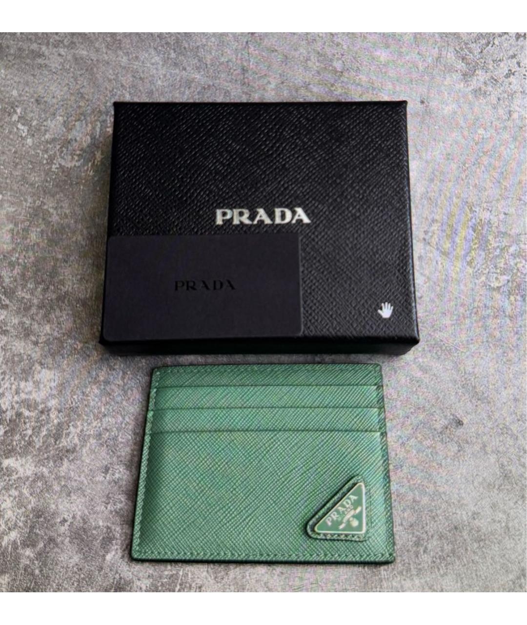 PRADA Зеленый кожаный кардхолдер, фото 2