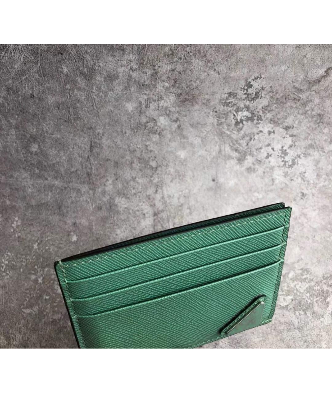 PRADA Зеленый кожаный кардхолдер, фото 4