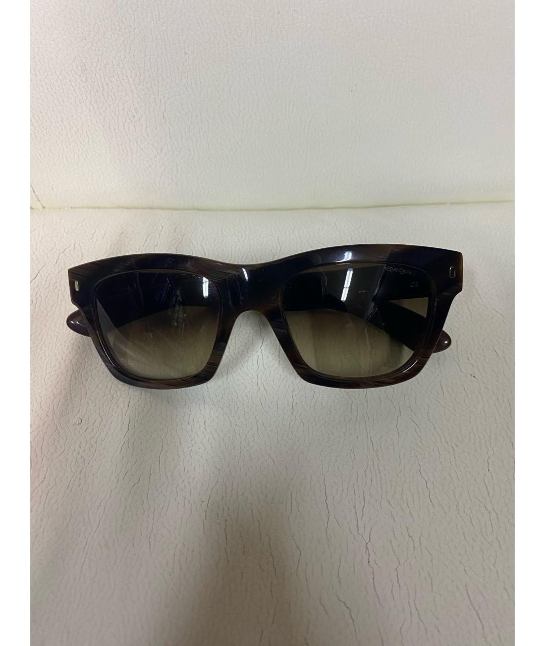 SAINT LAURENT Коричневые пластиковые солнцезащитные очки, фото 6