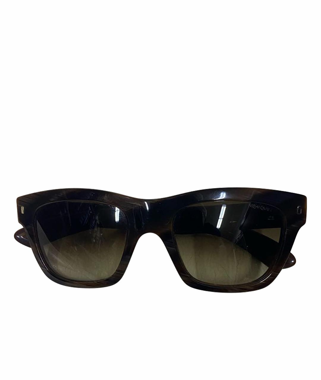 SAINT LAURENT Коричневые пластиковые солнцезащитные очки, фото 1