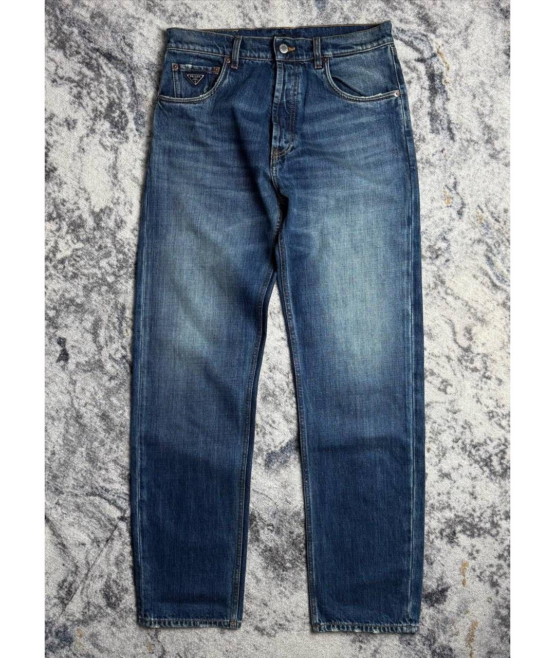 PRADA Синие хлопковые прямые джинсы, фото 7