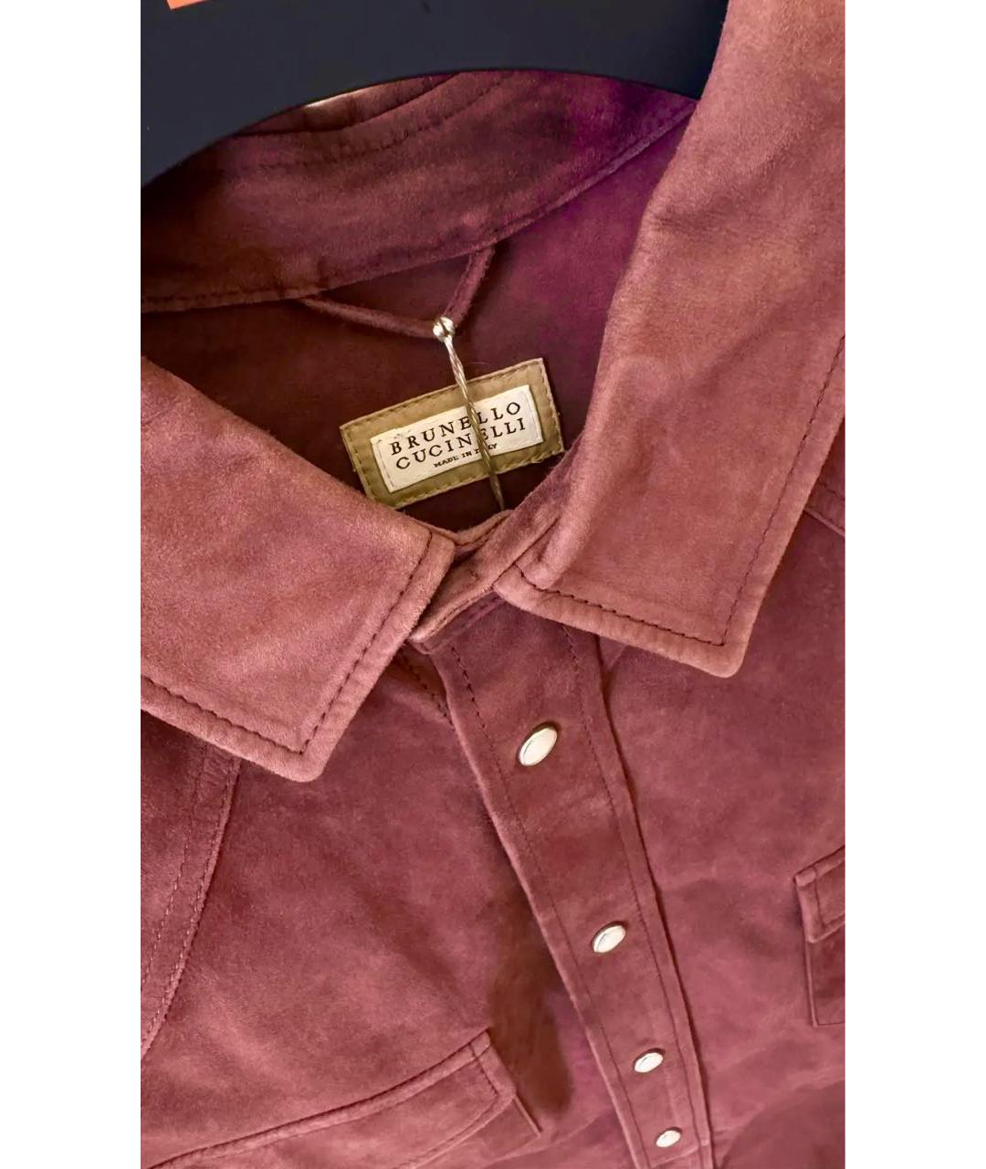 BRUNELLO CUCINELLI Бордовая замшевая куртка, фото 4