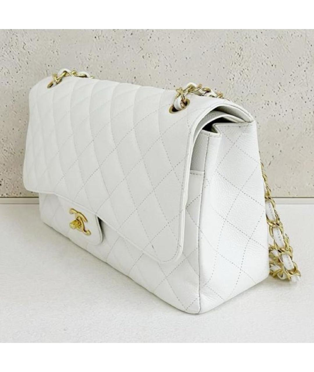 CHANEL Белая кожаная сумка через плечо, фото 4