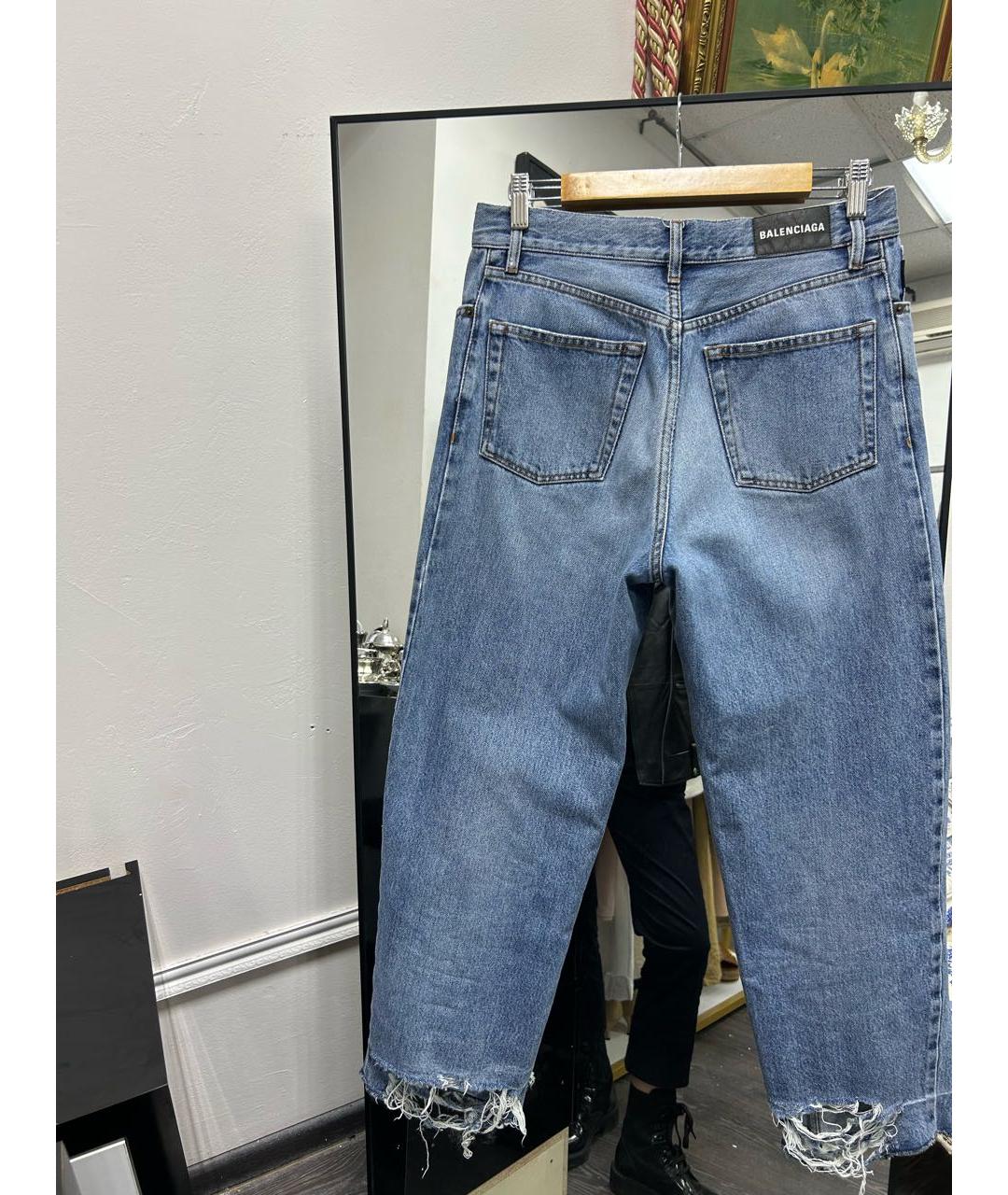 BALENCIAGA Синие хлопковые прямые джинсы, фото 4