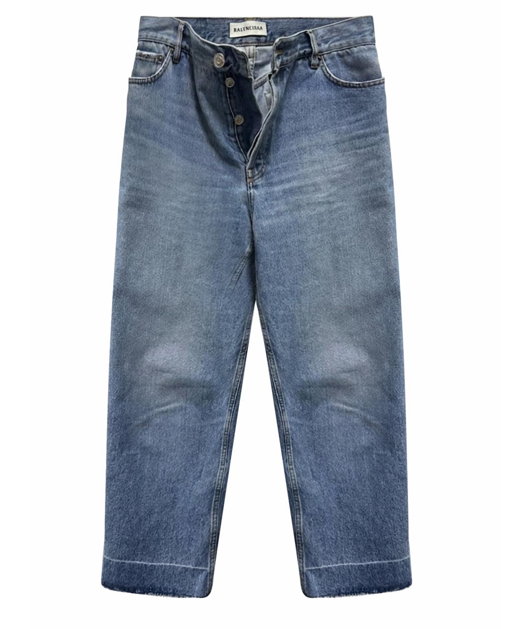 BALENCIAGA Синие хлопковые прямые джинсы, фото 1