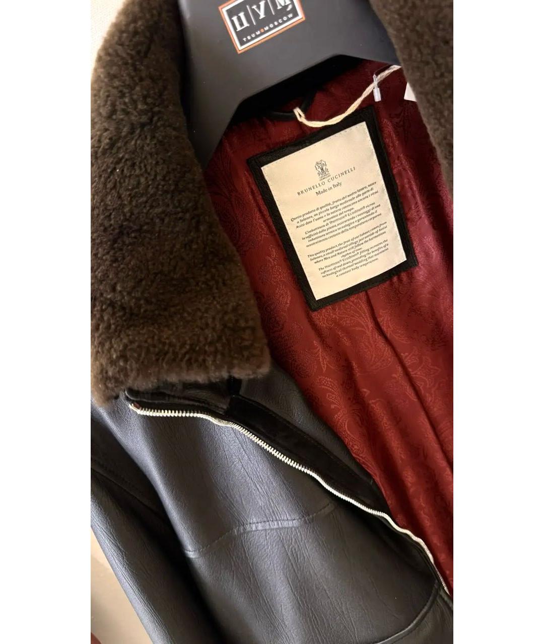 BRUNELLO CUCINELLI Черная кожаная куртка, фото 5