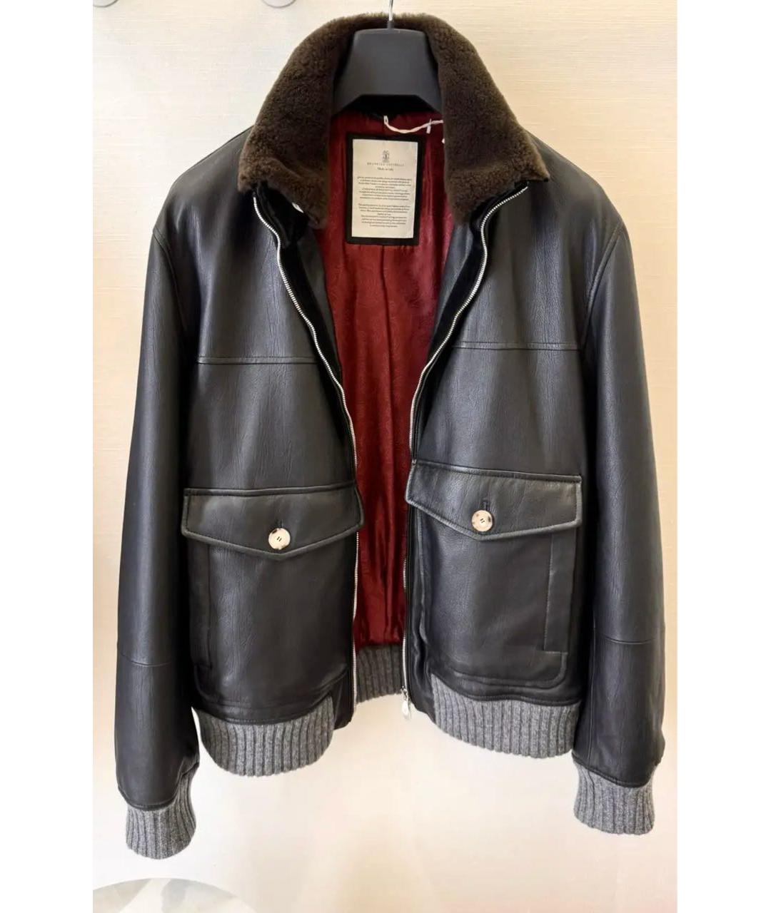BRUNELLO CUCINELLI Черная кожаная куртка, фото 2