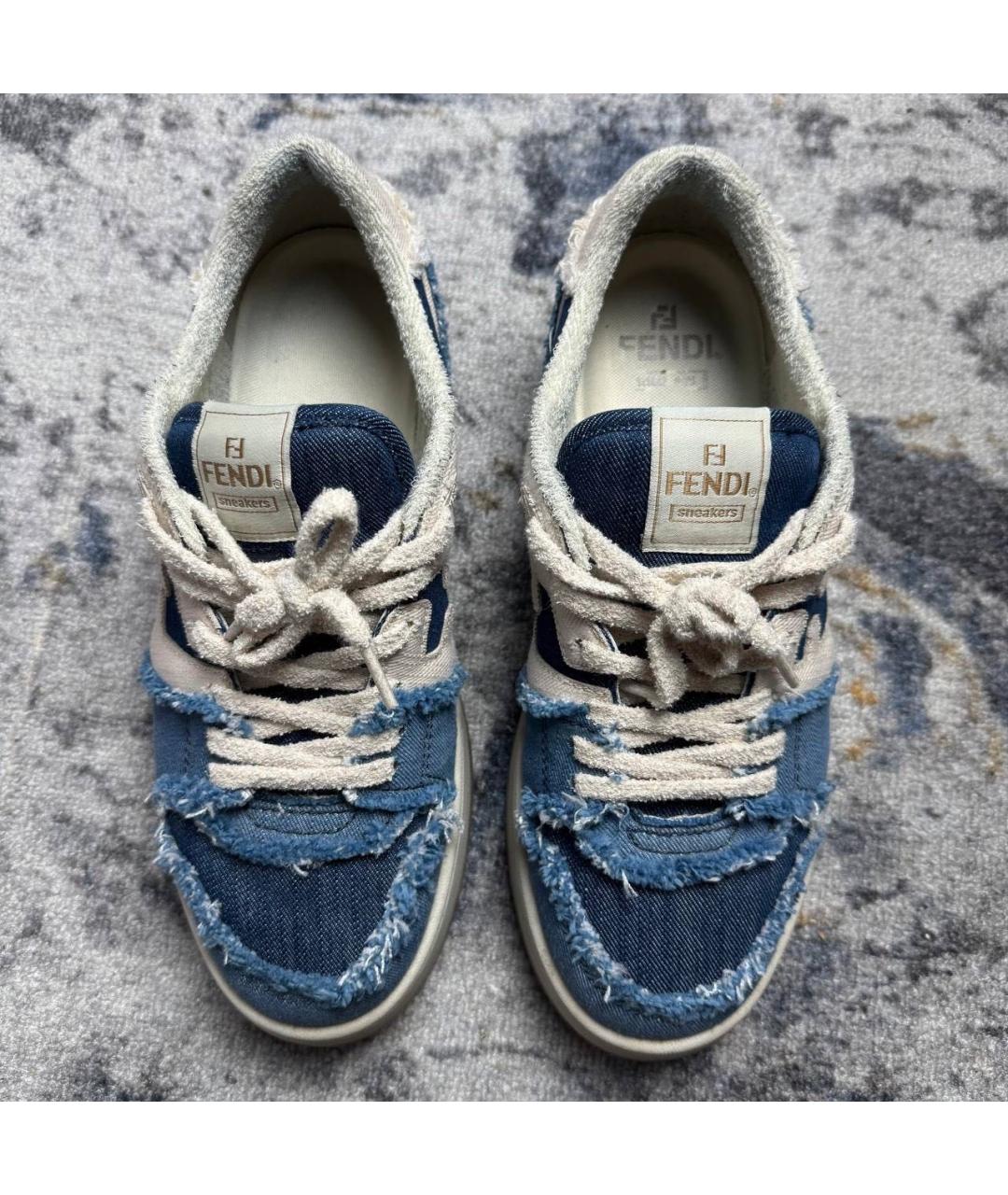 FENDI Синие резиновые низкие кроссовки / кеды, фото 2