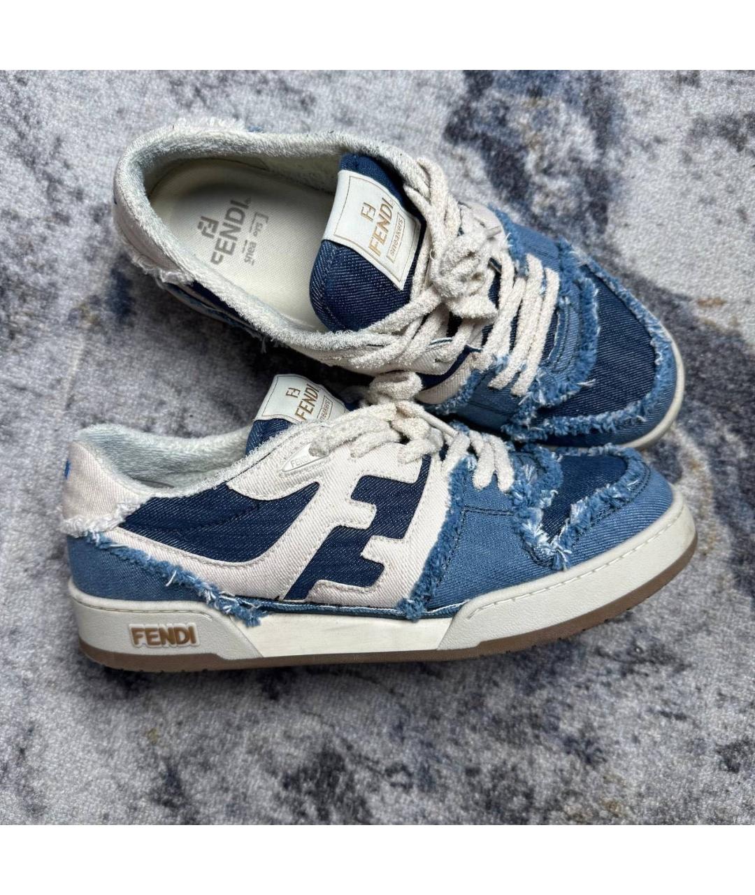 FENDI Синие резиновые низкие кроссовки / кеды, фото 6
