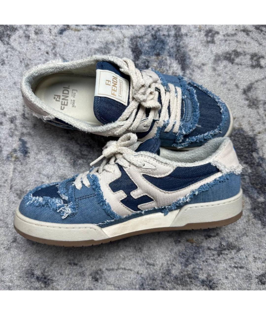 FENDI Синие резиновые низкие кроссовки / кеды, фото 3