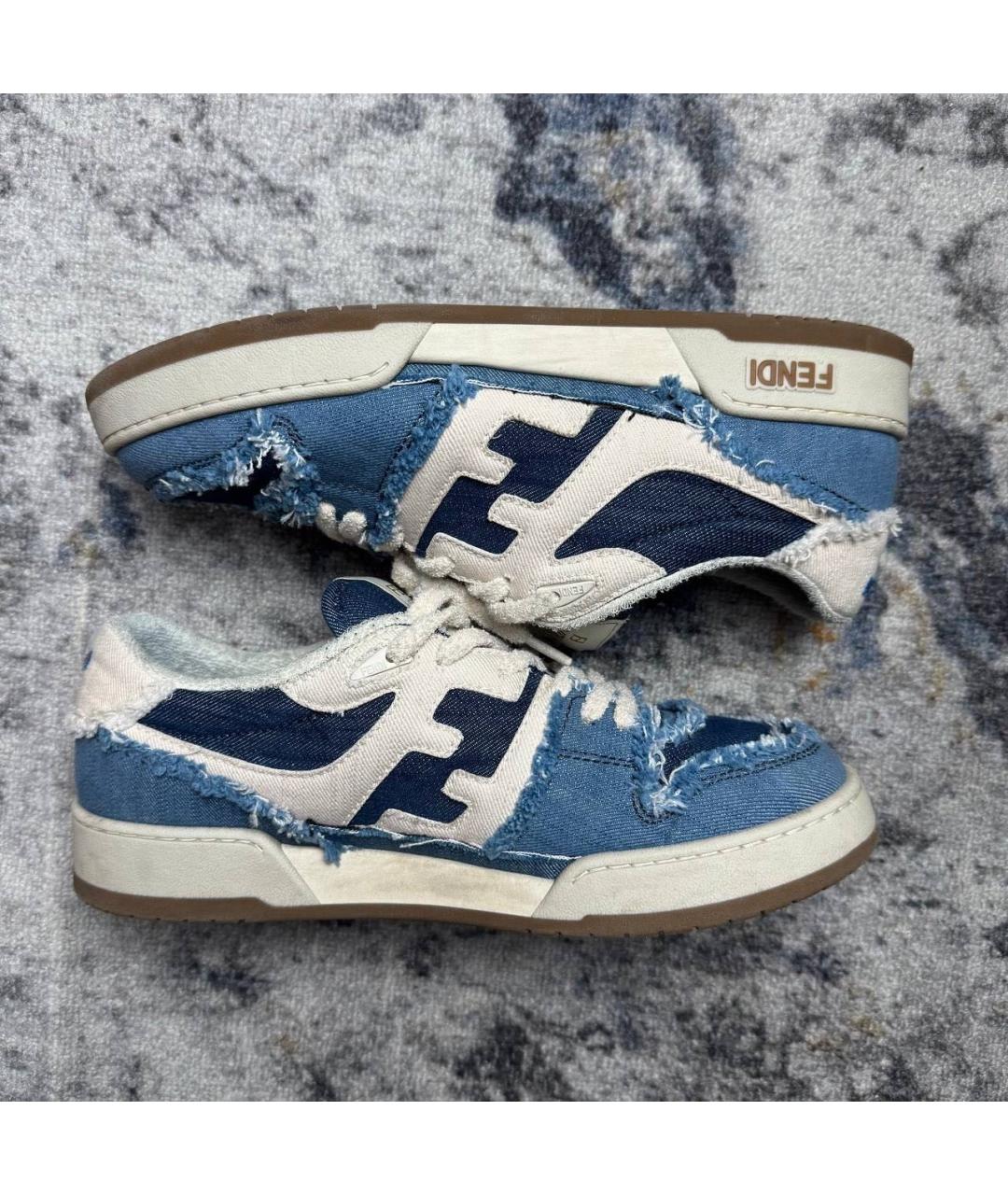 FENDI Синие резиновые низкие кроссовки / кеды, фото 5