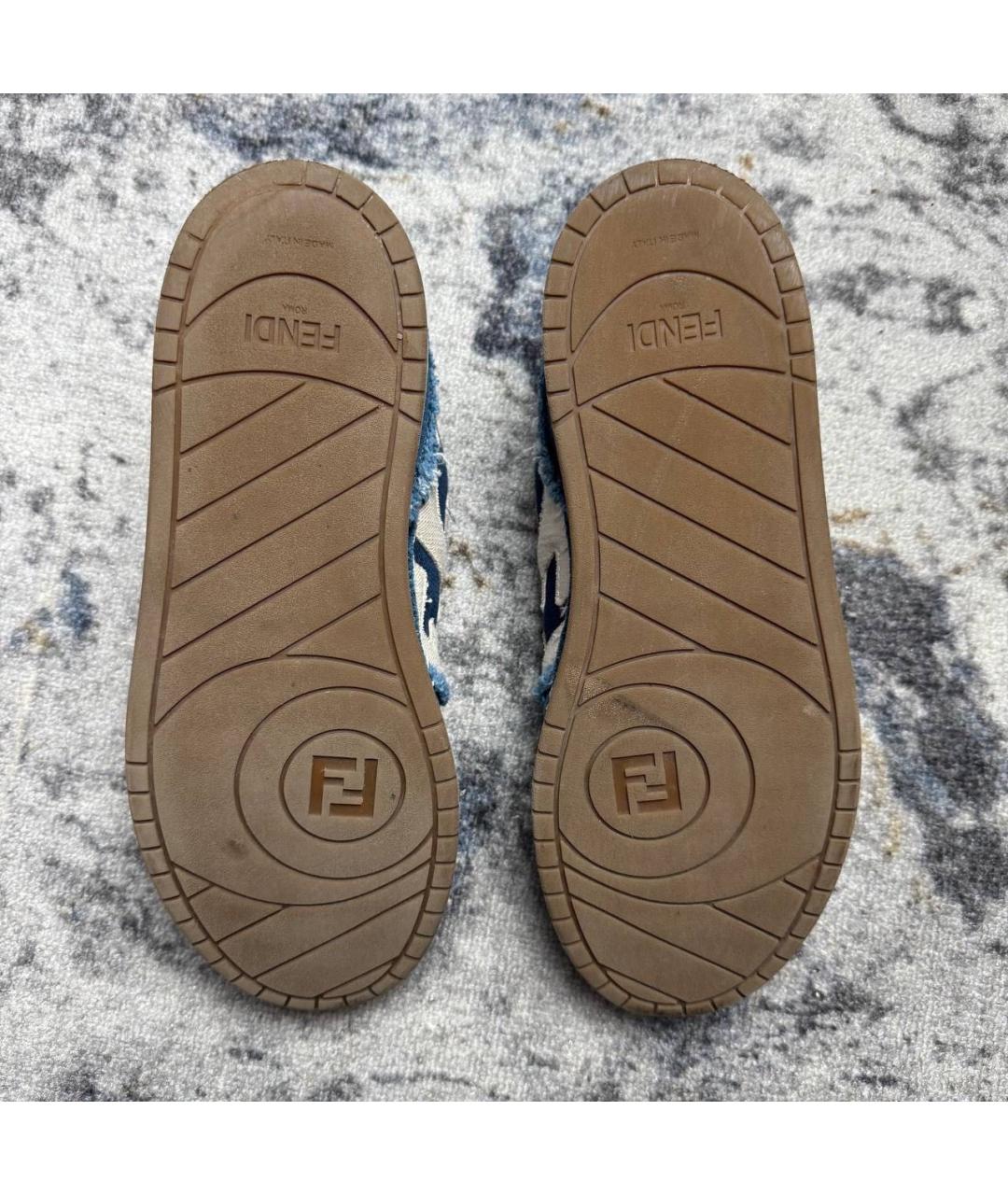FENDI Синие резиновые низкие кроссовки / кеды, фото 4