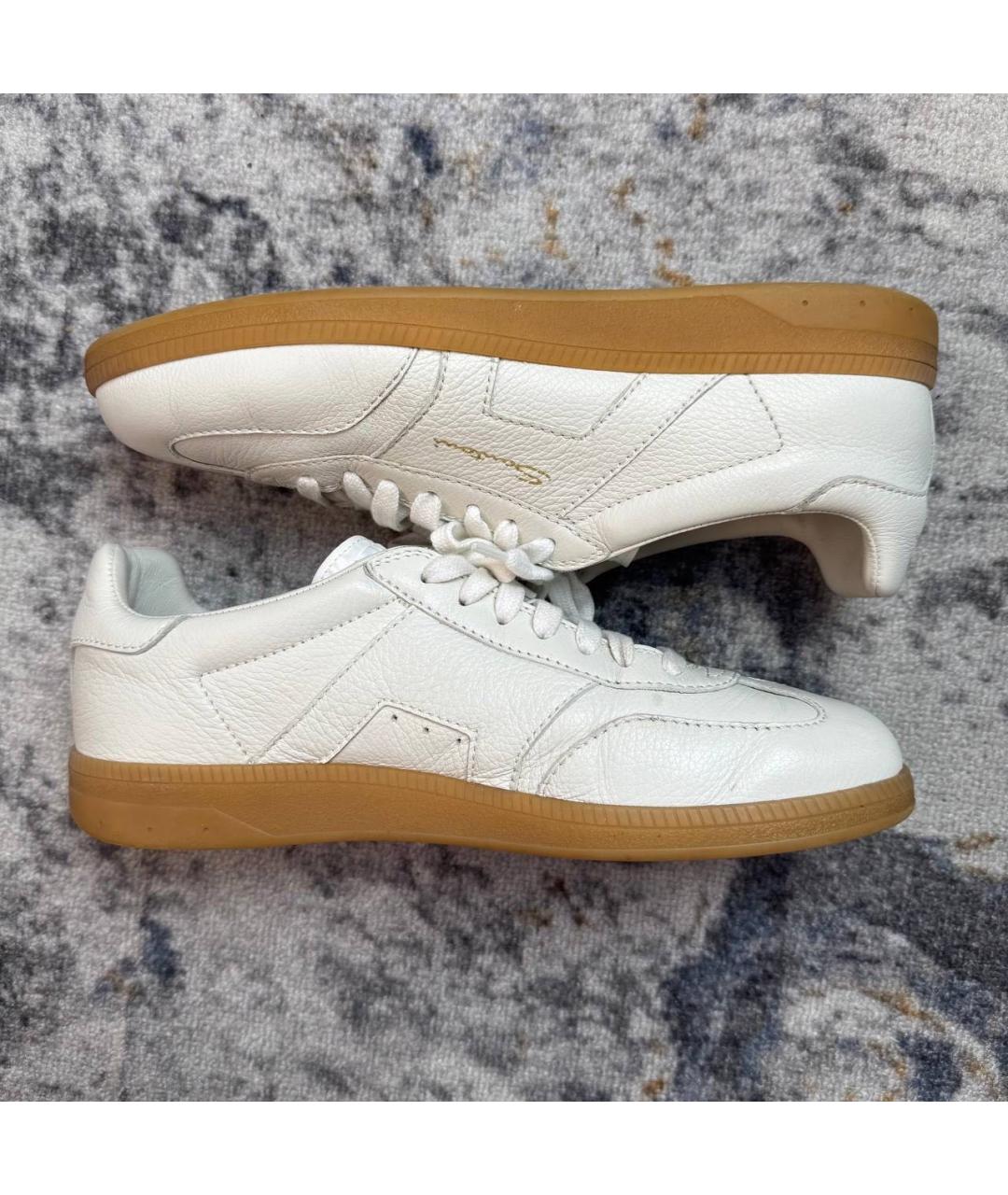 SANTONI Белые кожаные низкие кроссовки / кеды, фото 5