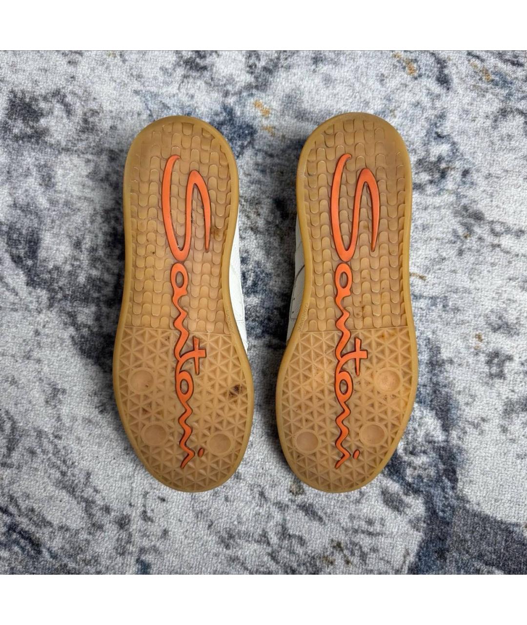 SANTONI Белые кожаные низкие кроссовки / кеды, фото 4