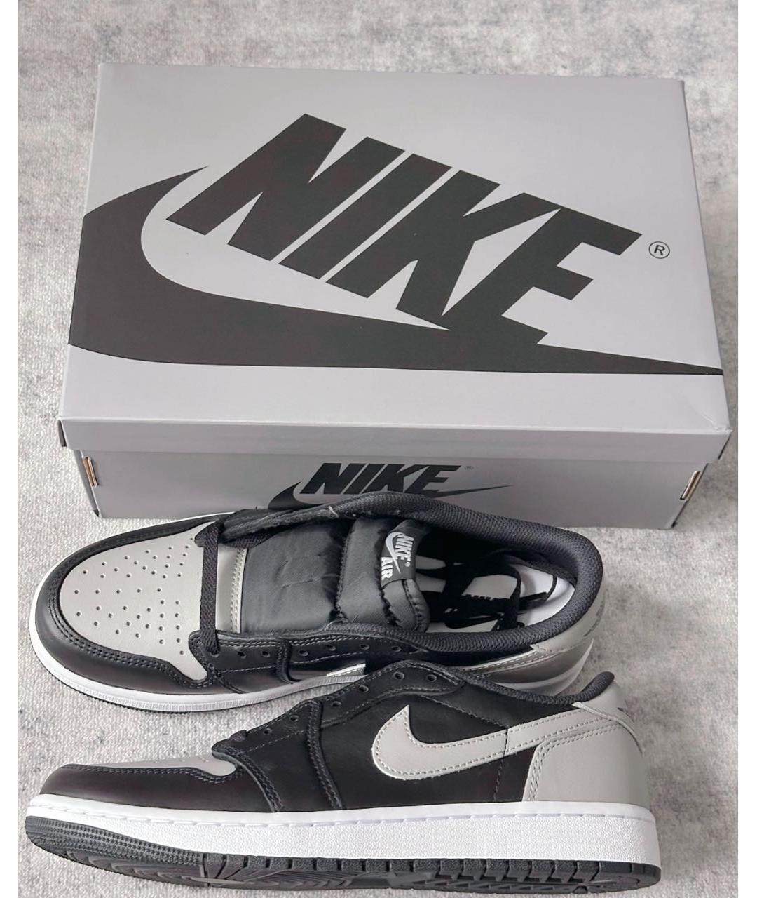 JORDAN Черные кожаные низкие кроссовки / кеды, фото 2