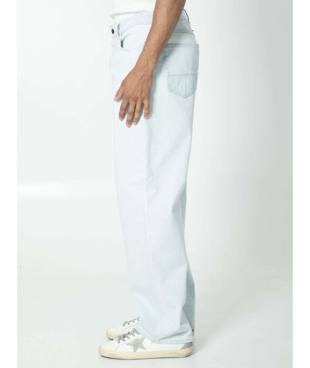 STONE ISLAND Голубые хлопковые прямые джинсы, фото 3