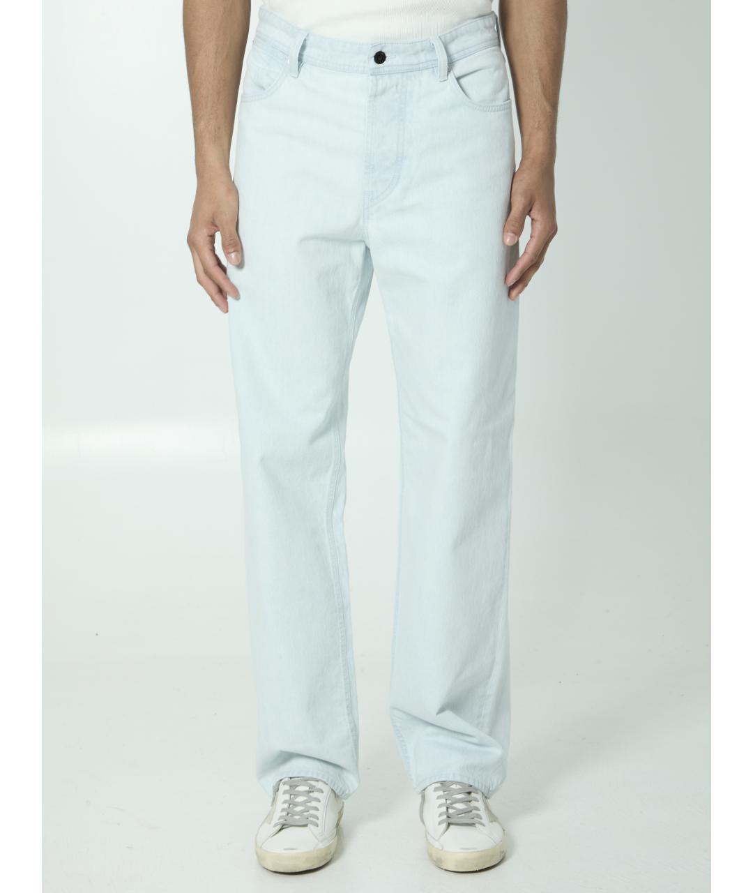 STONE ISLAND Голубые хлопковые прямые джинсы, фото 5