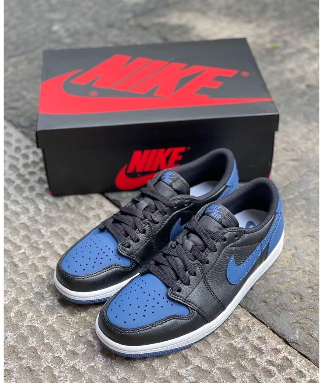 JORDAN Темно-синие кожаные низкие кроссовки / кеды, фото 2