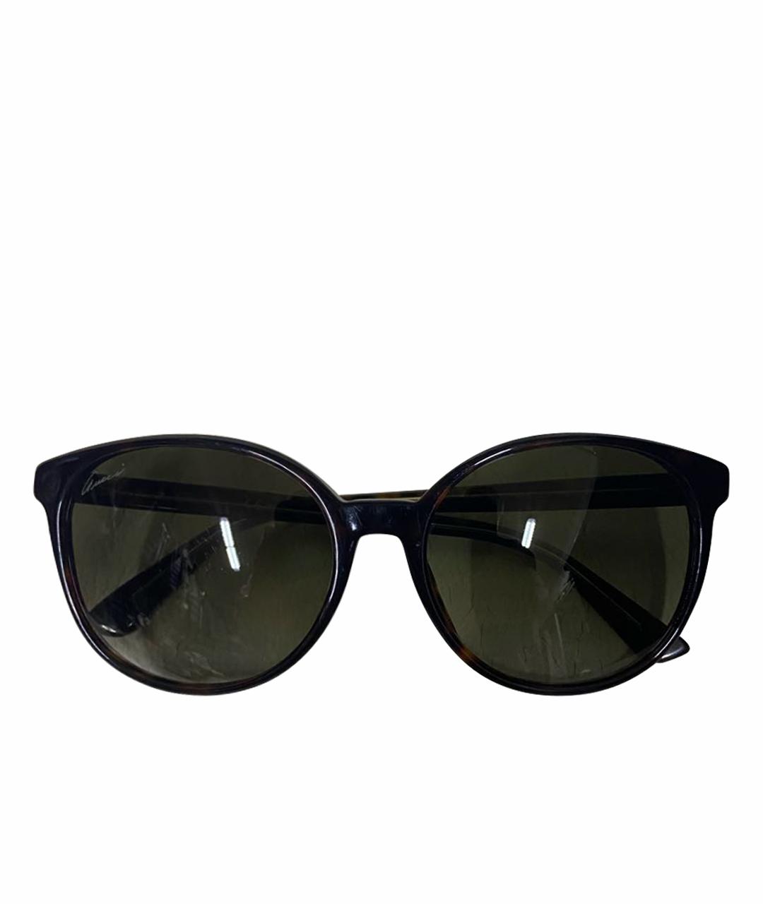 GUCCI Коричневые пластиковые солнцезащитные очки, фото 1