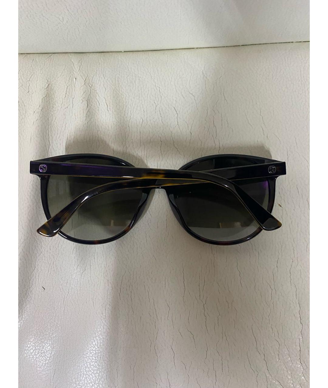 GUCCI Коричневые пластиковые солнцезащитные очки, фото 2