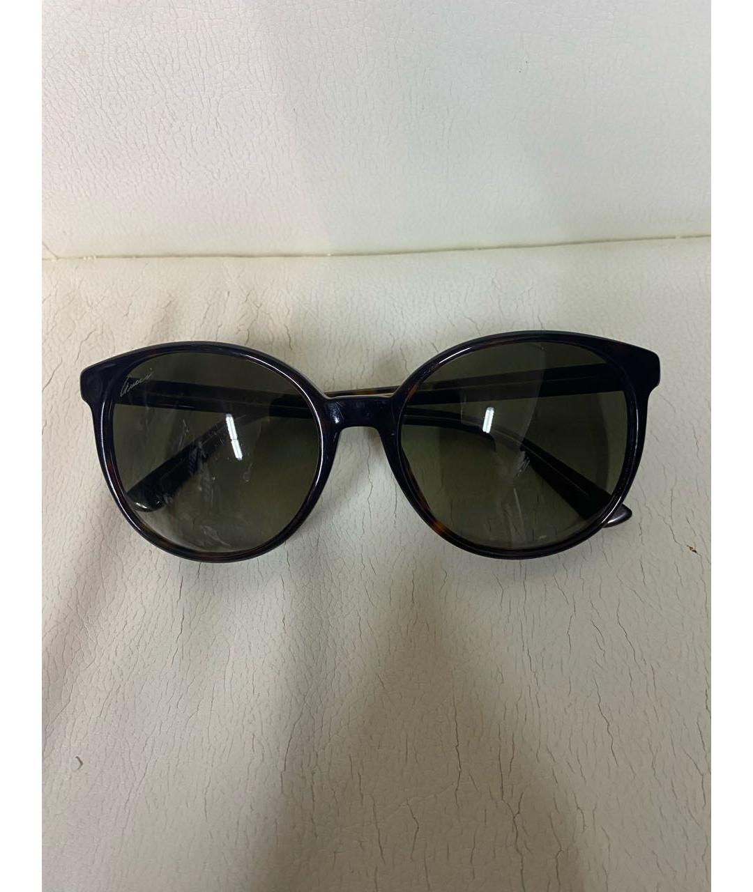 GUCCI Коричневые пластиковые солнцезащитные очки, фото 6