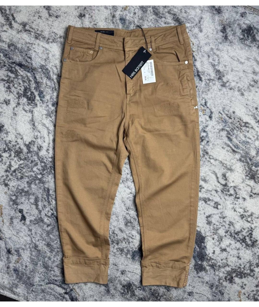 NEIL BARRETT Коричневые хлопковые брюки чинос, фото 8