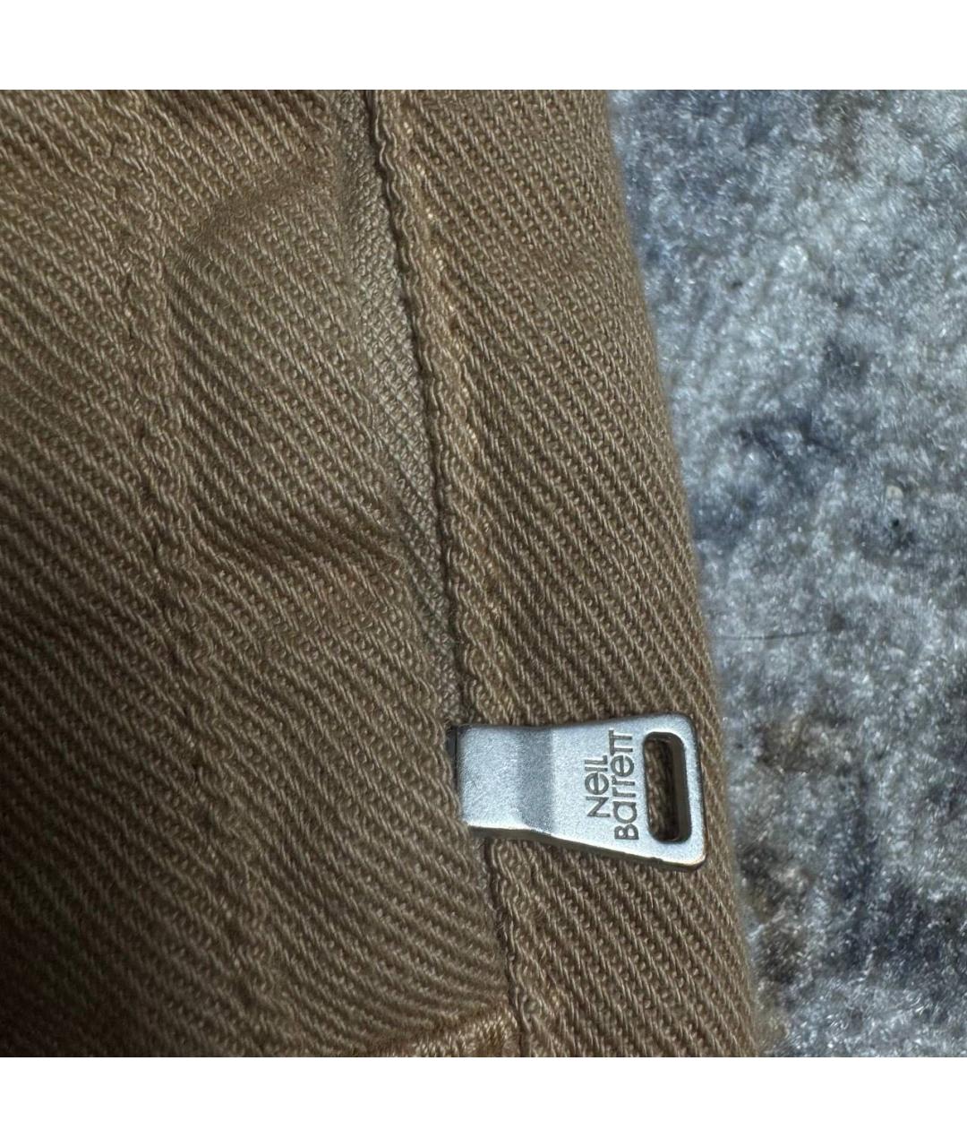 NEIL BARRETT Коричневые хлопковые брюки чинос, фото 6
