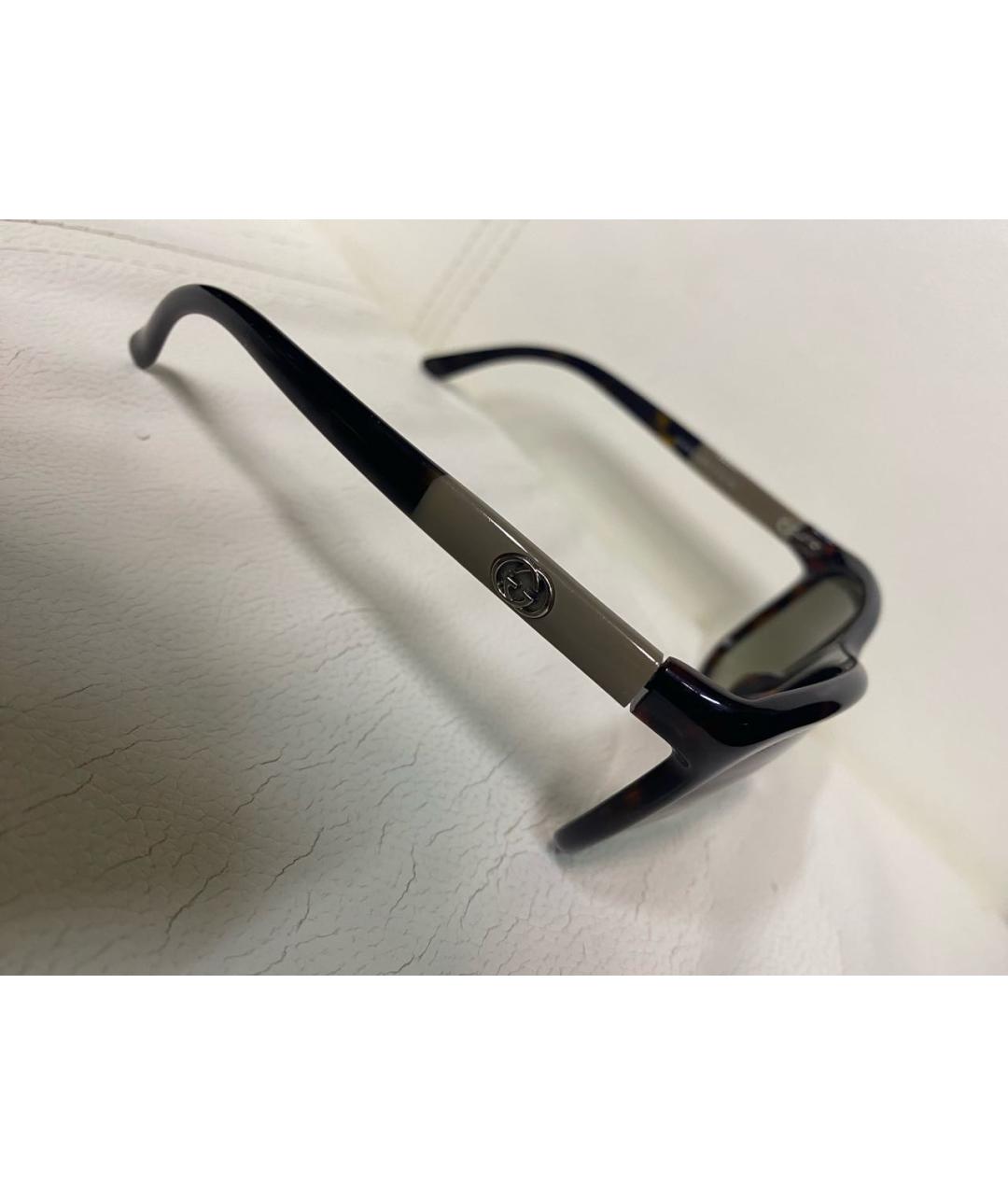 GUCCI Коричневые пластиковые солнцезащитные очки, фото 3