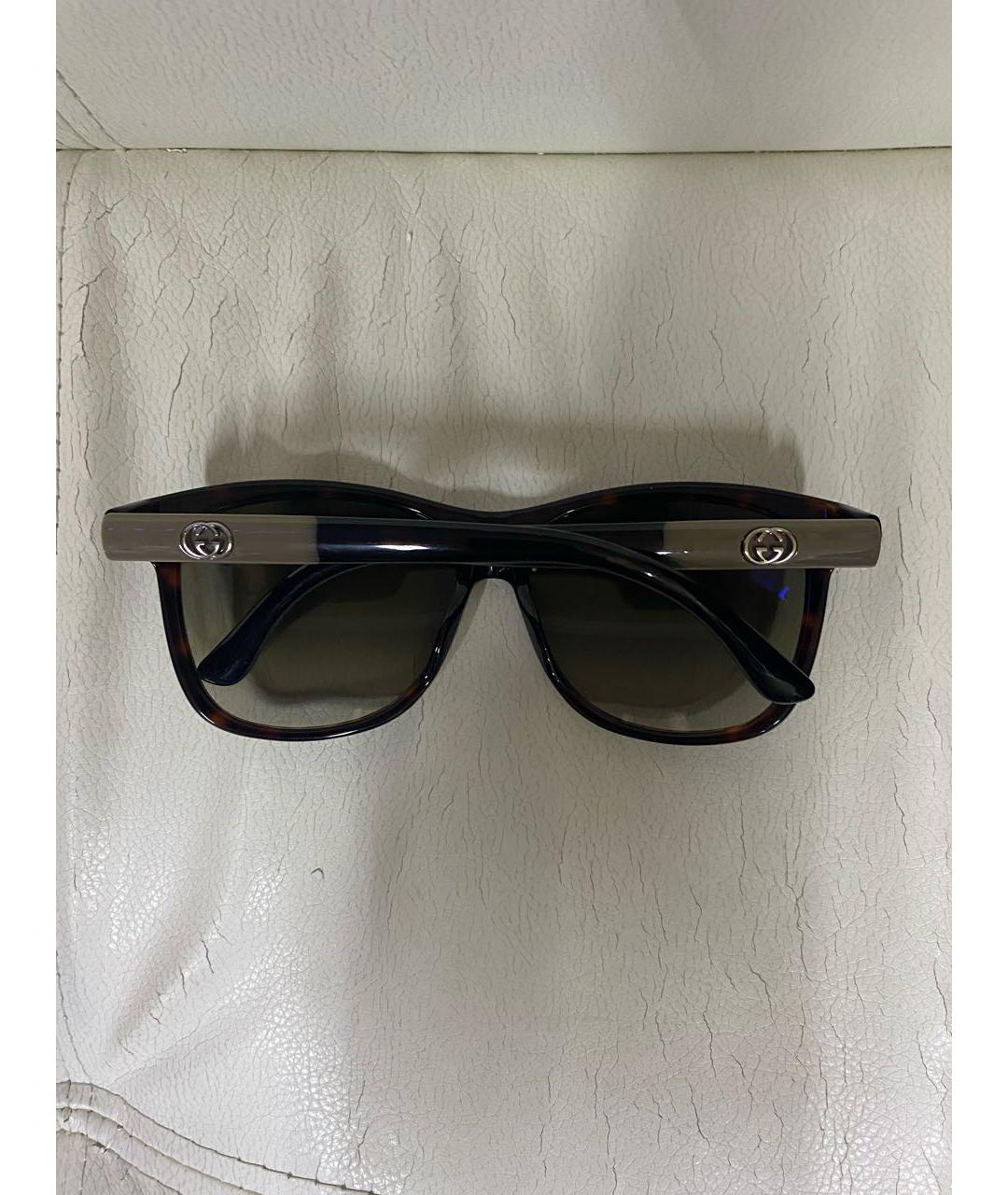 GUCCI Коричневые пластиковые солнцезащитные очки, фото 2