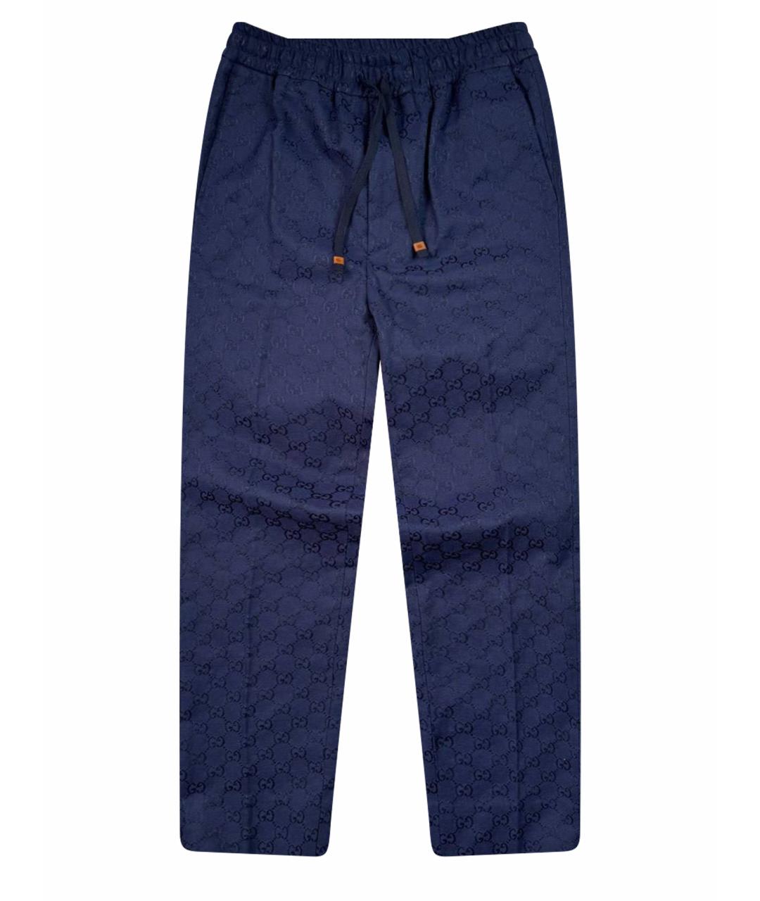 GUCCI Синие хлопковые классические брюки, фото 1