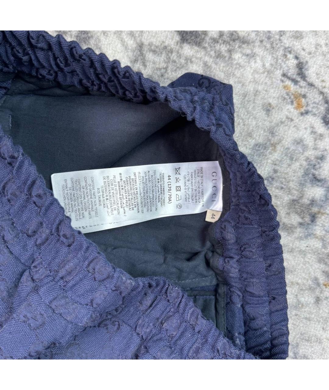 GUCCI Синие хлопковые классические брюки, фото 4